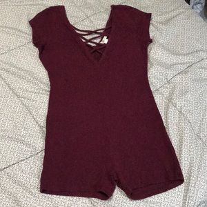 Bodysuit, criss-cross detailed front, size small